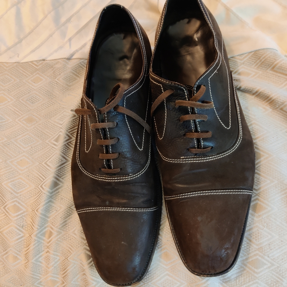 lottusse 1877 brown suede lace up loafers size 9 guc mens